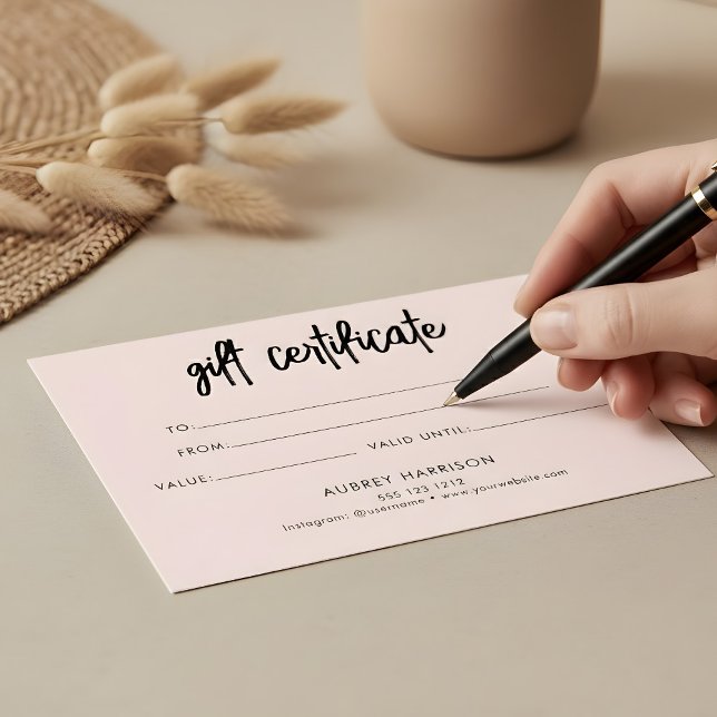 Minimalistiskt PushScript-certifikat för  Rosa Gif Visitkort (Skapare uppladdad)