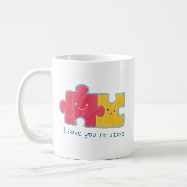 Minimalistiskt Pusle par Charming Rosa Gult Cute Kaffemugg (Vänster)