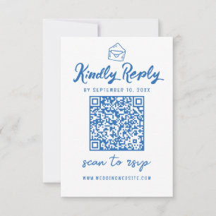 Minimalistiskt QR-kodblått kuvert Bröllop OSA Kort