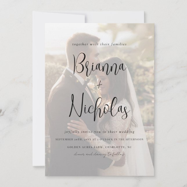 Minimalistiskt QR-kodfoto Bröllop Inbjudningar (Framsida)