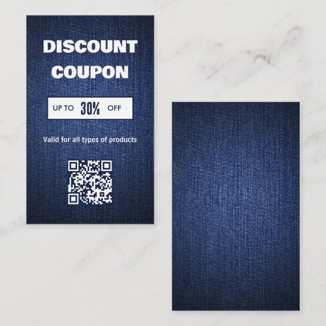 Minimalistiskt QR-kodrabattkort Visitkort (Fram/baksida)