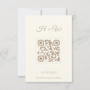Minimalistiskt QR - spara datum Elegant Cream We Tack Kort