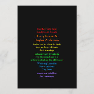 Minimalistiskt Rainbow-Färgad-teckensnitt Bröllop Inbjudningar