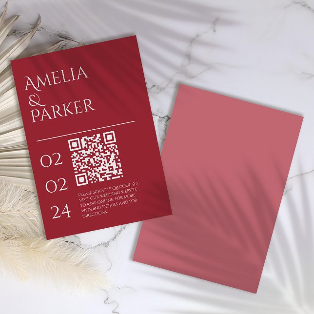 Minimalistiskt räknekort för Red Bröllop Tilläggskort (Skapare uppladdad)