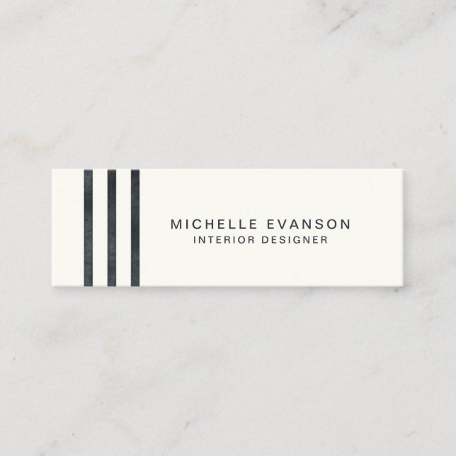 Minimalistiskt Rand med svart vattenfärg på Cream Mini Visitkort (Framsida)