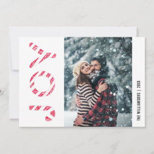 Minimalistiskt Red White Rand Candy cane Joy Photo Julkort