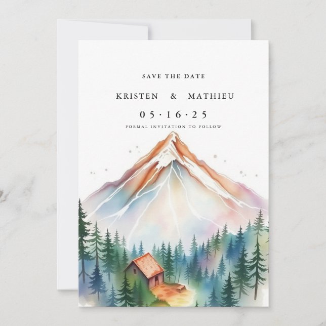 Minimalistiskt redigerbart berg spara datumet (Framsida)