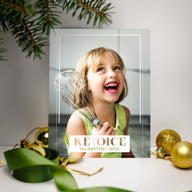 Minimalistiskt Rejoice Modern Text Photo Vykort (Skapare uppladdad)