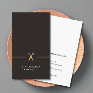 Minimalistiskt rent faux Guld Black Hair Stylist Visitkort