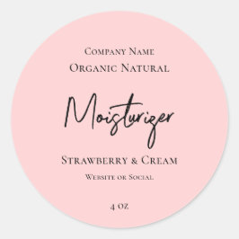 Minimalistiskt rent rosa hudvårdsproduktetikett runt klistermärke