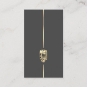 Minimalistiskt Retro Guld-mikrofonAffärskort Visitkort
