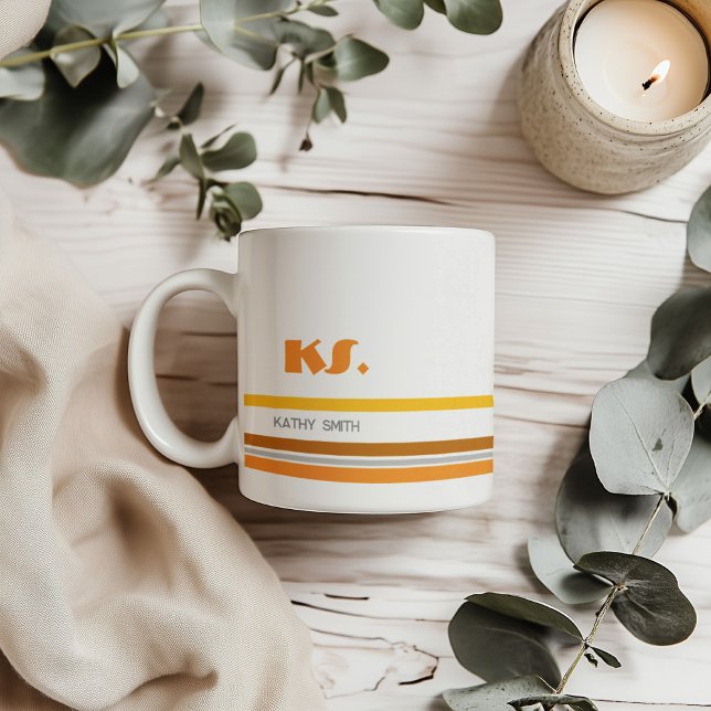 Minimalistiskt Retro Rand Monogram Mugg (Skapare uppladdad)