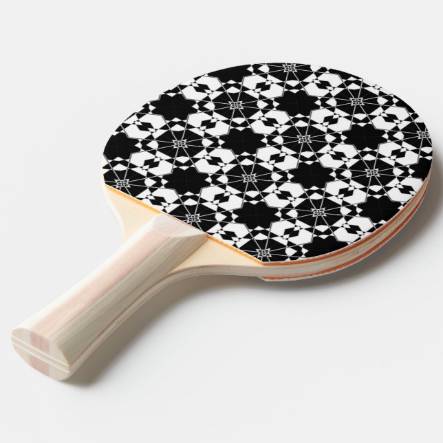 Minimalistiskt retro rutigt mönster – Monokrom des Pingisracket (Frontvinkel)