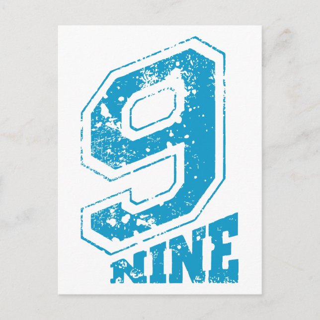 Minimalistiskt Retro Typography-blånummer nio Helg Vykort (Framsida)