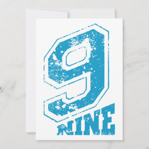 Minimalistiskt Retro Typography-blånummer nio Meddelande