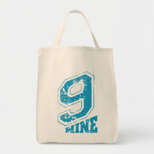 Minimalistiskt Retro Typography-blånummer nio Tygkasse