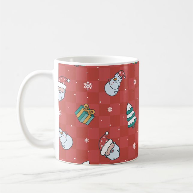 Minimalistiskt ristmas red mönster kaffemugg (Vänster)