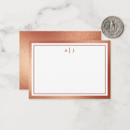 Minimalistiskt Ro-faux-foil Two Gräns Monogram Anteckningskort
