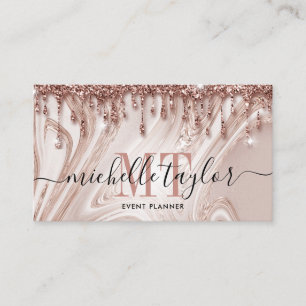 Minimalistiskt ro marble dricks monogram visitkort