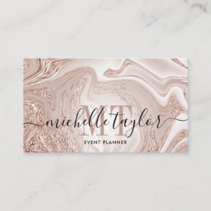 Minimalistiskt ro marble guld-monogram visitkort