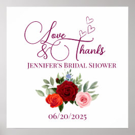 Minimalistiskt röd ros kärlek och tacksam möhippa poster