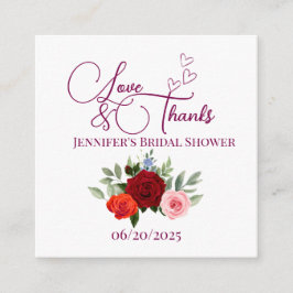 Minimalistiskt röd ros kärlek och tacksam möhippa tilläggskort