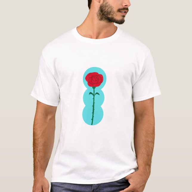 Minimalistiskt Röd ros - Romantisk Blommigt design T Shirt (Framsida)