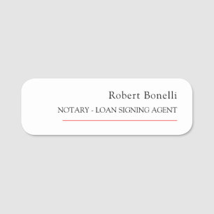 Minimalistiskt rödvitt, modernt noder namnbricka