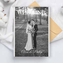 Minimalistiskt romantiskt foto bröllop inbjudningar