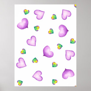 Minimalistiskt romantiskt vattenfärgshjärta poster