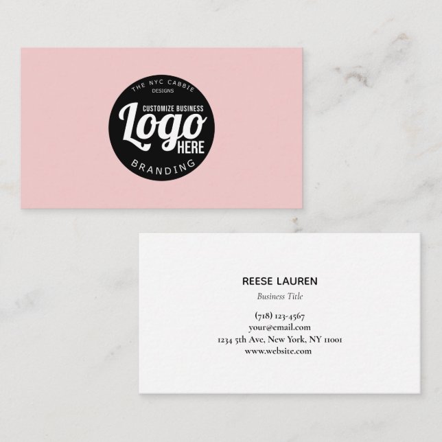 Minimalistiskt Rosa Affärskort med Logotyp Visitkort (Fram/baksida)