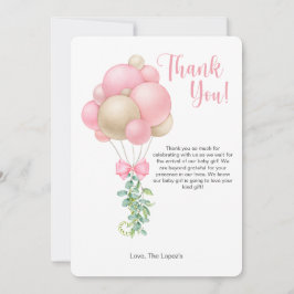 Minimalistiskt Rosa Balloon Baby Shower Tack för d Inbjudningar