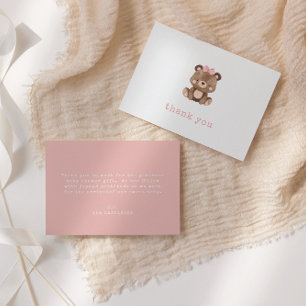 Minimalistiskt Rosa Bear Girl Baby Shower Tack Kort