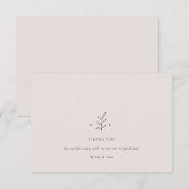 Minimalistiskt Rosa Black Bröllop-tackkort för Löv Inbjudningar