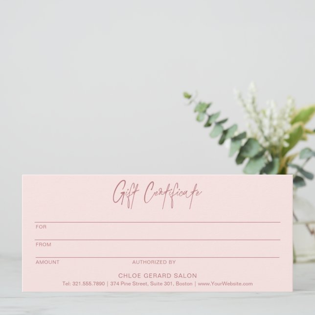 Minimalistiskt Rosa för Elegant Modern presentkort (Stående Fram)