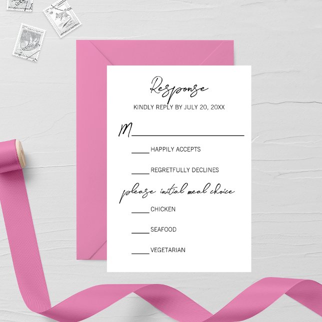 Minimalistiskt Rosa Gladiolus Bröllop OSA Card (Skapare uppladdad)
