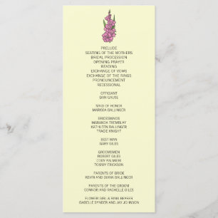 Minimalistiskt Rosa Gladiolus-Bröllopsprogram Program