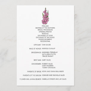 Minimalistiskt Rosa Gladiolus-Bröllopsprogram Program