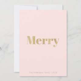 Minimalistiskt  Rosa & Guld God jul-kort Julkort