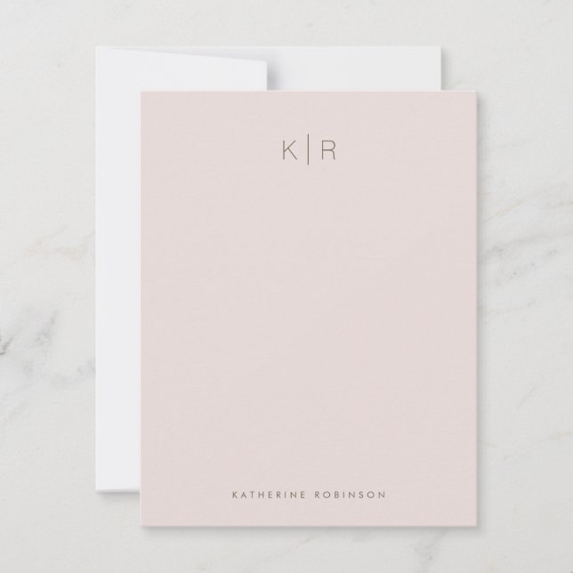 Minimalistiskt  Rosa Monogram-anteckningskort Anteckningskort (Framsida)