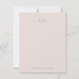 Minimalistiskt Rosa Monogram-anteckningskort Anteckningskort