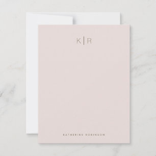 Minimalistiskt Rosa Monogram-anteckningskort Anteckningskort
