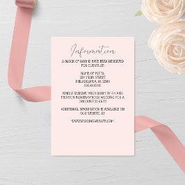 Minimalistiskt Rosa ros Monogram Bröllop Tilläggskort