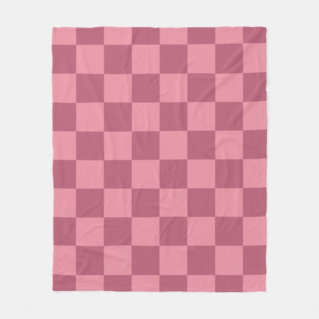 Minimalistiskt rosa schackbrädemönster fleecefilt (Framsidan)