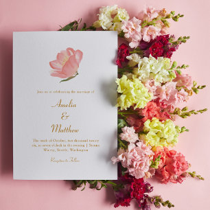 Minimalistiskt Rosa Vattenfärgsfärgen Flower Class Inbjudningar