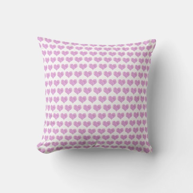 Minimalistiskt rosa vattenfärgshjärta Valentine Kudde (Framsida)