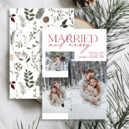 Minimalistiskt rött gift och nylyserat foto av Mer Julkort
