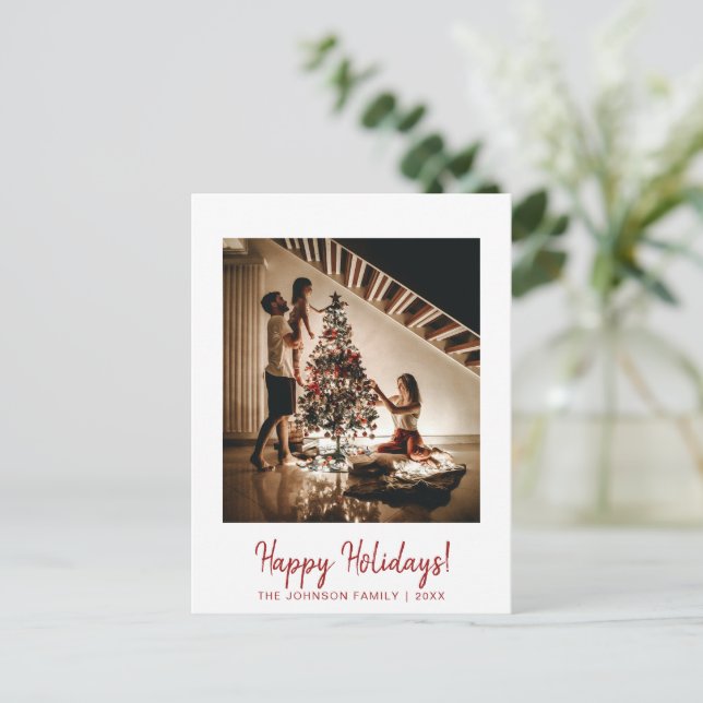 Minimalistiskt rött Glad helg-vykort Vykort (Stående Fram)