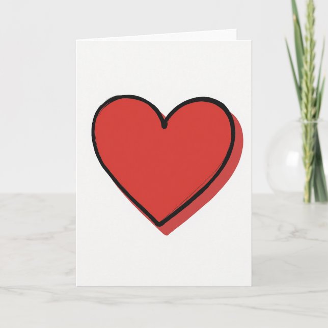 Minimalistiskt Rött Hjärta Kort (Framsida)