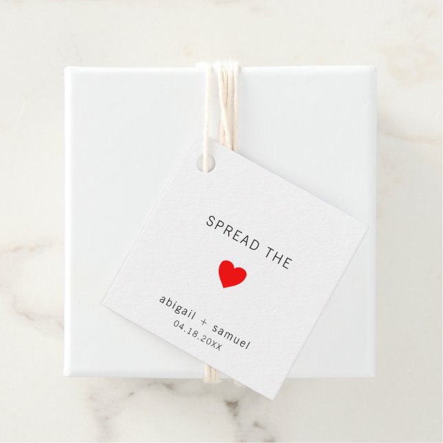 Minimalistiskt rött hjärta Modern Bröllop Gåvor Etiketter (På plats)